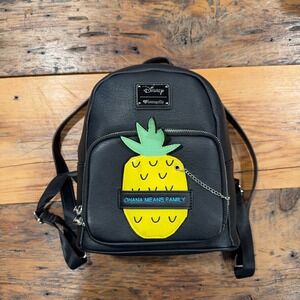 Loungefly Disney Lilo & Stitch Pineapple Ohana Means Family Mini Backpack Black